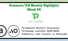 Arweave/AO 生态精粹 Week 46｜PermaHacks 公布获胜项目、Permaswap 上线 $qAR / $wAR、Community Labs 投资 Basejump